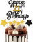 1 PCS Happy 21st Birthday Cake Topper - Black Gold Glitter Cheers to 21 Years - Fabulous Cake Decoration