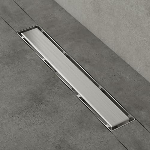 Mai & Mai Duschrinne 50cm Bodenablauf aus Edelstahl | Komplettset Ablaufrinne für Badezimmer | Befliesbar Wasserabfluss 35L/min | Haarsieb Chrom KE110