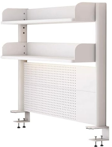 Clamp On Organizer Shelf, Desk Extender Pegboard Workstation, Computer Accessories for Office, Privacy Panel for Gaming, Clamp-on Desktop Shelving System (White 60cm)