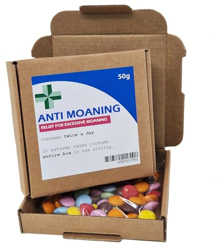 Anti-Farting Anti-Moaning Old-Git Pills Gag Gift Novelty Sweet Bag Funny Birthday Surprise Chocolate Treat Bag Joke Chocolate Present - Anti Moaning Sticker with unfilled Box