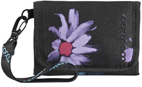 coocazoo Geldbörse „Floral Artnight”, schwarz-blau, Portemonnaie mit Sichtfenster innen & außen, Münzfach & Kartenfächern, Klettverschluss, ab der 3. Klasse