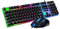 HOMSFOU Clavier Souris Filaire Ergonomique avec Rétroéclairage LED Coloré pour Pc Clavier À Touches Flottantes Et Souris USB Optique Noir