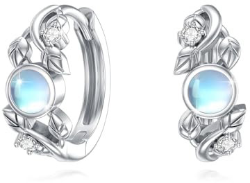 ABIGY Mondstein Ohrringe 925 Sterling Silber Mondstein Creolen Ohrringe Blatt Schmuck Weihnachten Geburtstag Jahrestag Schmuck Geschenk für Ehefrau Schwester Tochter Freundin