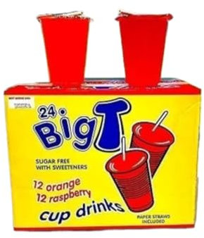 Sugar Free Cup Drinks 24 Pack 200ml Each with Straw Refreshing Drink in Cola Raspberry Blackcurrant Orange Lime Lemon Bubblegum & Mixed Flavour (1 pack of 24, Orange & Raspberry)