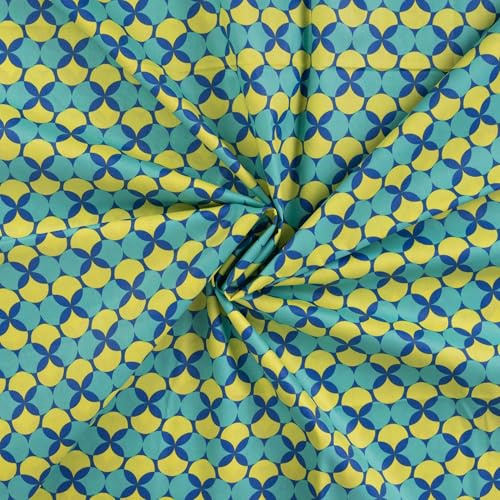 Beschichtete Baumwolle Popeline RETRO Kreise | 4 Farben | ab 50x145cm | Meterware (Emerald)