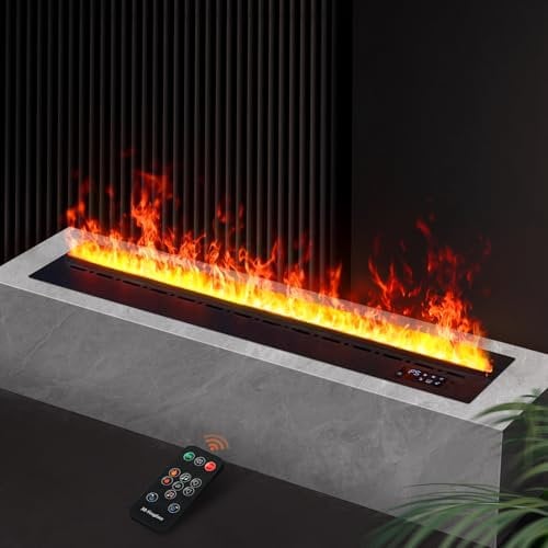 Chimenea eléctrica de Vapor de Agua, Efecto de Llama Realista en 3D, Adecuada para Salas de Estar y dormitorios, Control Remoto, Color de la Llama 500mm [sin Calor].