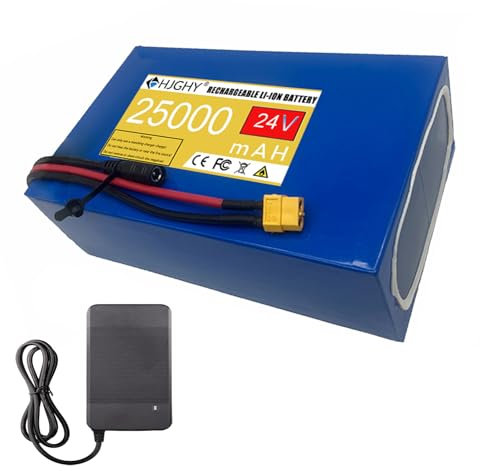 HJGHY DC 24V Lithium Rechargeable Battery 24V 7.5Ah 10Ah 12.5Ah 15Ah 20Ah 25Ah Powerful Portable Li-ion Battery for RC Nesting Boat LED Light Strips Camera Audio Monitoring Battery,24V 25Ah