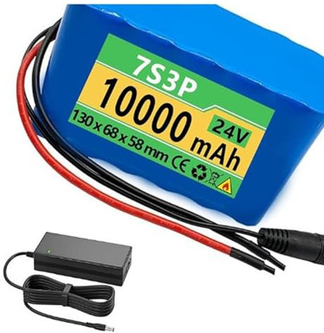 Blivysse Batterie Lithium-ION 24 V 10 Ah 7s3p pour vélo électrique, avec Chargeur, pour Moteur de vélo électrique 200-500 W, Sac de Rangement pour Fauteuil Roulant, Batterie Lithium T+DC