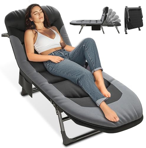 Campingbett Klappbar Feldbett xxl - Campingliege Extra Breit 190x65x30cm, Camping Bett Faltbar Leicht - Gartenliege 6-Fach Verstellbar Rückenlehne, Karpfenliege für Outdoor Indoor Garten (Schwarz)