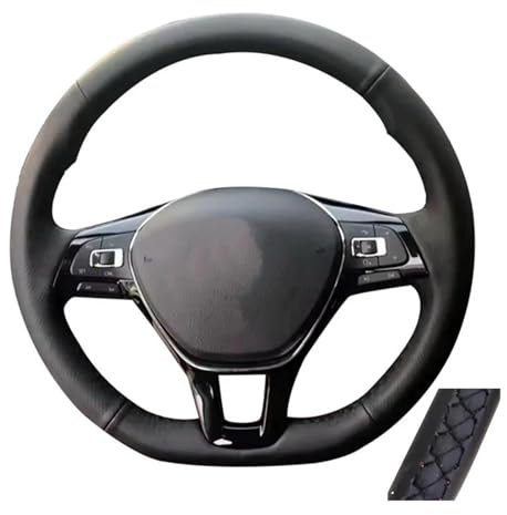 Lenkradschutz Auto-Lenkradbezug schwarzes Kunstleder Lenkradbezug für VW für Golf 7 für Mk7 für Polo für Jetta für Passat B8 Lenkradschoner(Schwarz)