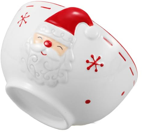 UTHCLO Bowl Cerámico Santa Claus Para Ensaladas y Postres Tazón Multifuncional Diseño Relieve Navideñas y Cocina