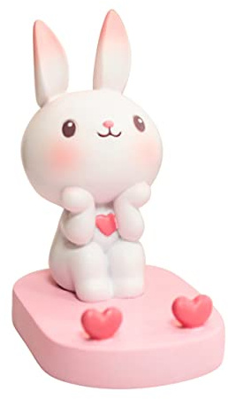 HOMOBABE Supporto Per Telefono Da Scrivania a Forma Di Coniglio Carino, Supporto Per Smartphone in Resina, Decorazione Per Casa e Ufficio, Stabile e Portatile, Adatto Alla Maggior Parte Dei Cellulari