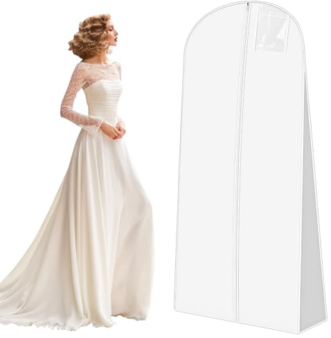 1 Pezzi Custodia Porta Abito da Sposa Copriabiti Antipolvere 180 cm per Indumenti per Abiti da Sposa,Con Cerniera, Adatta per Abiti da Sposa, Abiti, Cappotti, Cappotti Lunghi, ecc.