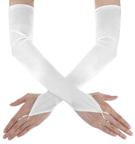 Quilax 1 Parr Handschuhe Hochzeit Damen,20er Jahre Hochzeit Handschuhe,50 x 12cm,Operahandschuhe für Tanzpartys Party,Cosplay-Kostüm,Oper,Karneval,Halloween-Party,Kostüm Accessoires(50 x 12cm)
