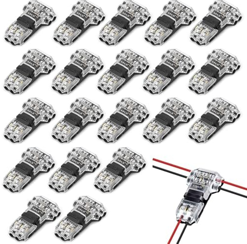 20 Stück Kabel T Verbinder, Ternimal Typ Verbindungsklemme | Kabelverbinder Wasserdicht Staubdicht, T Hahn Kabelverbinder, Keine Notwendigkeit Isolierband zu Wickeln für DIY-Projekte