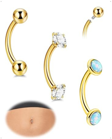 SanKristo 3 Piezas Piercings Ombligo de Acero Inoxidable de 10 mm, Clicker Ombligo de Acero Quirúrgico para Piercing con Anillos de Circonita Cúbica para Mujeres, Plata/Oro