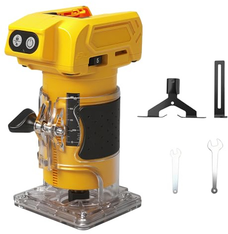 Dewalt Fraiseuse à batterie compatible avec batterie 18 V, 800 W, ensemble de fraises à bords sans balais avec 5 vitesses, pince de serrage de 6,35 mm, 30 000 tr/min, fraise à bois sans fil pour