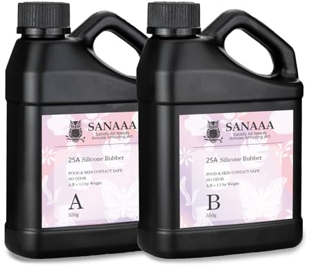 SANAAA Flüssiges Silikon Kautschuk, Silikon Formen Zum ießen, 1:1 Mischungsverhältnis 25A für Silikonformen, Harzformen, Kerzenformen, DIY Harzformen(1100g)