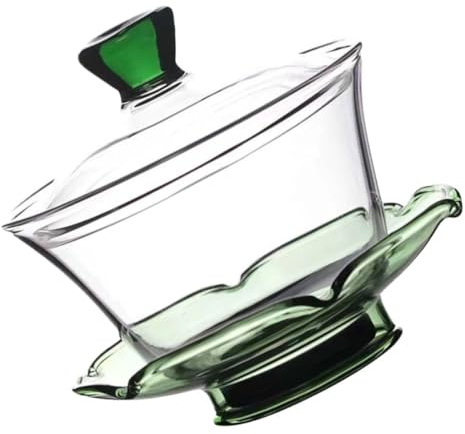 OSALADI Set Tazza da Tè in Vetro Resistente al Calore Coperchio Trasparente, Zuppiera Cinese Elegante per Preparare Tè a Casa, Design Leggero e Sottile per Uso Domestico