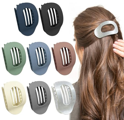 TZEKING 8 Stück Haarklammern für Damen,Haarspange Flach Damen,Flat Claw Clip,Haarspangen Dünnes Haar,Rutschfeste Haarklammer,Starker Halt Seitliche Haarklammern für dickes und dünnes Haar