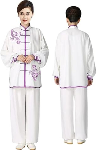 TRRYUIP Tai Chi Abbigliamento Abbigliamento Tai Chi Kung Fu Uniforme for adulti Ricamo a maniche lunghe Costumi for esercizi mattutini for uomini e donne(PURPLE,L)