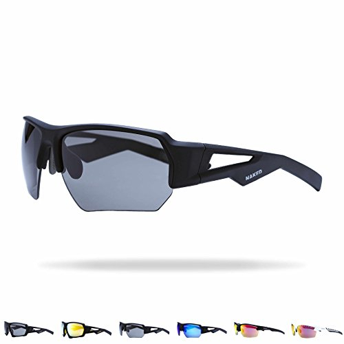 NAKED Optics Sports Sunglasses (CHARGE Halfframe Black/Lens Black)