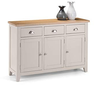 Julian Bowen RIC208 Richmond Sideboard Fully Assembled, 86 x 128 x 40cm, Grey & Oak