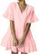 FANCYINN Robe Courte Femme Ourlet à Volants Lin Casual Robe Patineus Rose XS
