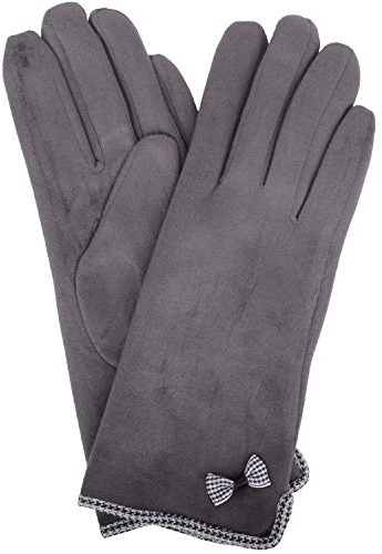 SNUGRUGS Womens Super Soft Micro Suede Cosy Winter Gloves, Bow Design