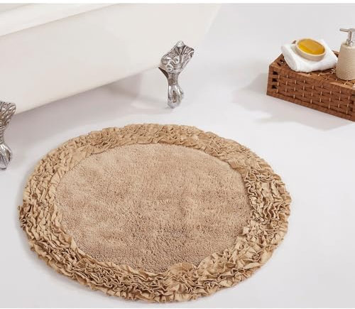 Better Trends Die Shaggy-Bordüre-Kollektion ist ultraweich, plüschig und saugfähig, getuftet, 100% Baumwolle in lebendigen Farben, 76,2 cm rund, beige