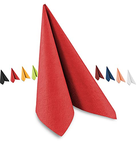 Tafel-Servietten, 3-lagig, 40 x 40 cm, Inhalt 250 St., in unterschiedliche Farben, jeweils abgestimmt auf Einrichtung & Dekoration, für Gastronomie & Zuhause, rot