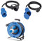 as-Schwabe 60488 und 60486 (1,5m H07RN-F 3G2,5) Adapterleitung 230V / 16A / 3polig, IP44 Außenbereich + Kabeltrommel 25m, Stecker mit 2 Steckdossen + 1 CEE Steckdose 3 polig, IP44 Außenbereich, 10173
