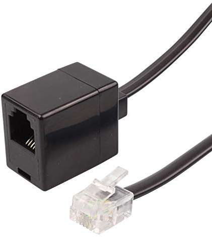 ecabo 10m Modular Verlängerung – Telefonverlängerungskabel – RJ11-Stecker auf RJ11-Buchse – Western-Stecker/Buchse – 4-adrig 6P4C – ISDN – für AB, Fax, Telefon – schwarz
