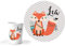 JUNALOO 2-teiliges Kindergeschirr Set mit Namen Taufgeschenk für Mädchen und Jungen Personalisiert - Boho Kinderteller Fuchs Teller Taufe Geschenk zur Geburt
