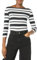 Amazon Essentials Women's Slim-Fit 3/4-Sleeve Boat-Neck T-Shirt, Black White Placed Stripe, XL