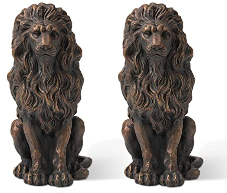 Glitzhome Guardian Statue sitzender Löwe, Bronze
