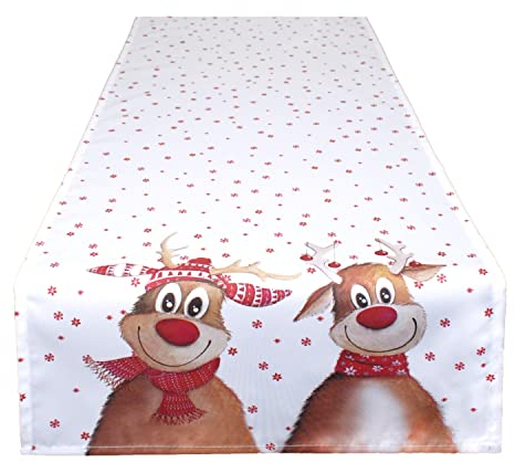 Tischläufer Rentiere, 40x140 cm, Moderne Tischdecke zu Weihnachten