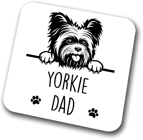 Yorkie Dad Coaster Pet Present Yorkshire Terrier Dog Mum Dad Friend Joke Funny Gift Birthday Christmas, Hardboard Coaster