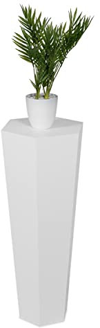 STEMA Seyfried Dekosäule Trapez (Weiß Matt, 100x33x20cm) Beistelltisch, Blumenhocker, Pflanzensäule Holz, Sockel