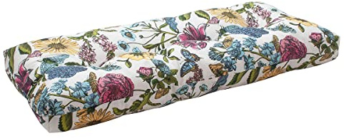 Outdoor Bench Cushion 42 x18 inch with Non-Slip Grips,Water Resistant Porch Swing Cushion,Bench Pillow Pads,Floral Tufted Cushions for Patio Garden Furniture,42 Seat Cushions(Butterfly Flower)