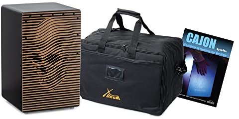 XDrum Design Series Cajon “Skull” - Designer-Cajon mit Kunstdruck - Integrierter Bass Port - Korpus aus HPL - Snare-Effekt - inkl. Tasche und Cajon-Schule