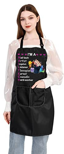 PLITI Nail Tech Apron For Women I'm a Nail Tech Artist Inspirer Listener Therapist Earner Counselor Hard-Worker (Nail tech Artist APU)
