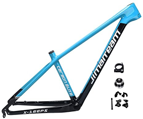 HIMALO Carbon MTB Rahmen 27,5er 29er Hardtail Mountainbike Rahmen 15/17/19'' Scheibenbremsrahmen Steckachse 142mm QR 135mm Austauschbar, Mit Zubehör (Color : Blauw, Size : 29 * 19'')