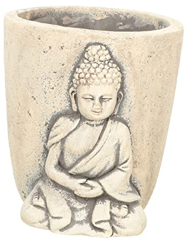 Cabilock Statue de Bouddha en Ciment Pot de Fleurs Jardinière pour La Maison Petite Plante Succulente Sculpture Créative de Bouddha Décoration