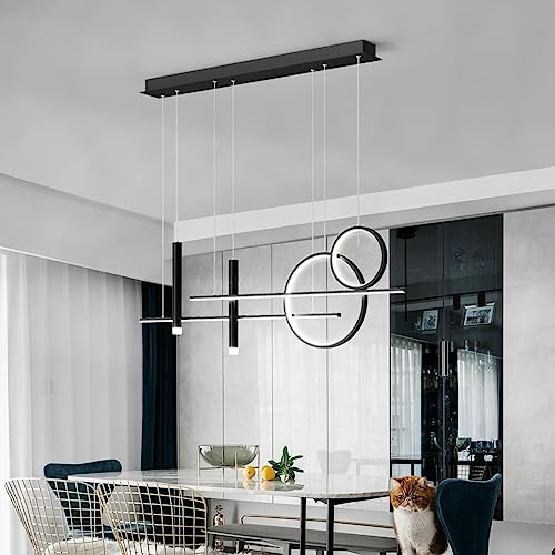 Lanekd Pendelleuchte Ring Esszimmerlampe LED Hängelampe Esstisch Pendellampe 40W Höhenverstellbar Designer Hängeleuchte Moderne Büro Küchen Arbeitszimmer Kronleuchter (Weißes Licht)