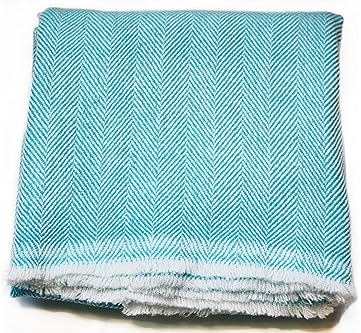 Große Stola, 8-lagig, exklusive Premium-Qualität, Wolle, handgefertigt in Nepal, Pashmina-Schals für Damen und Herren, Türkis/Ausflug, einfarbig (Getaway Solids), Large