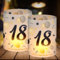 12 Windlicht Tischdeko 18 Geburtstag, Deko 18. Geburtstag Junge Mädchen, 18 Jahre Happy Birthday Tischdeko, Geeignet für Teelichter oder Kerzen