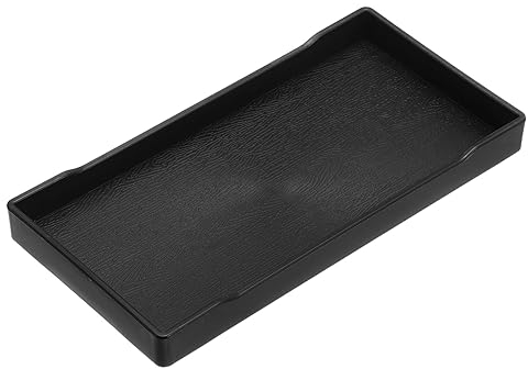 uxcell Serving Tray Small Black Mini Tray 4 x 8 Plastic Rectangular Wooden Serving Trays Decorative Ottoman Platter for Breakfast Kitchen Bathroom