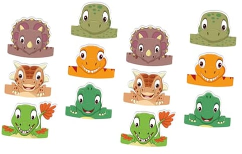 Toyvian 12stücke Dinosaurier Partyhüte Farbenfrohe Geburtstagskopfbedeckung Für Dekorative Papiertaschen Für Dino-themenfeiern Hochwertiges Material Für Unvergessliche Feiern