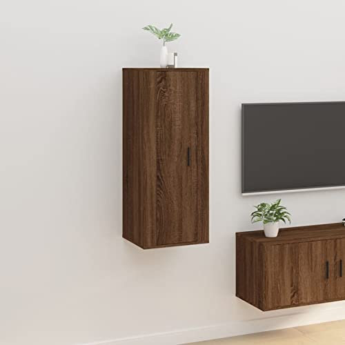 Homgoday Meuble TV mural chêne marron 40 x 34,5 x 100 cm, meuble pour TV, salon, salle à manger, bureau, télévision, équipement de musique, meuble bas de rangement
